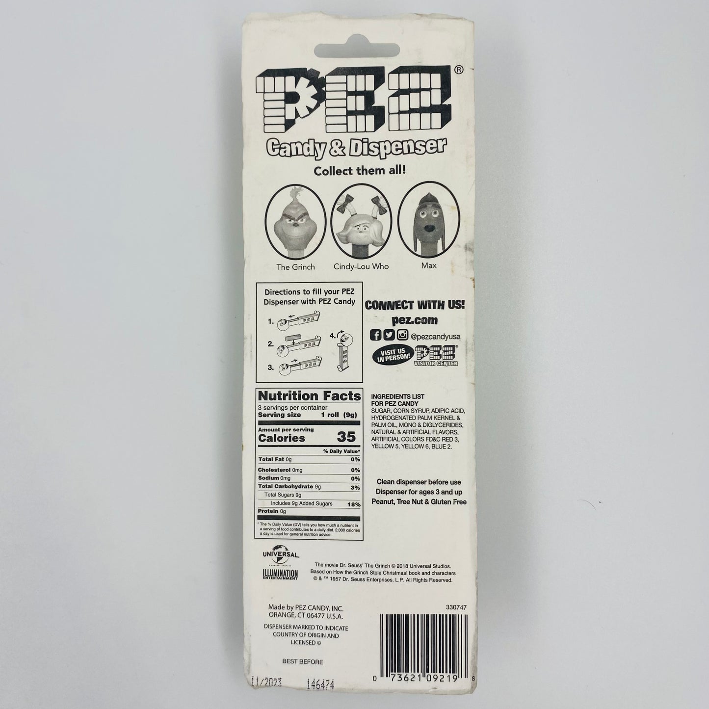 The Grinch PEZ dispenser (2018) carded 7.5 China