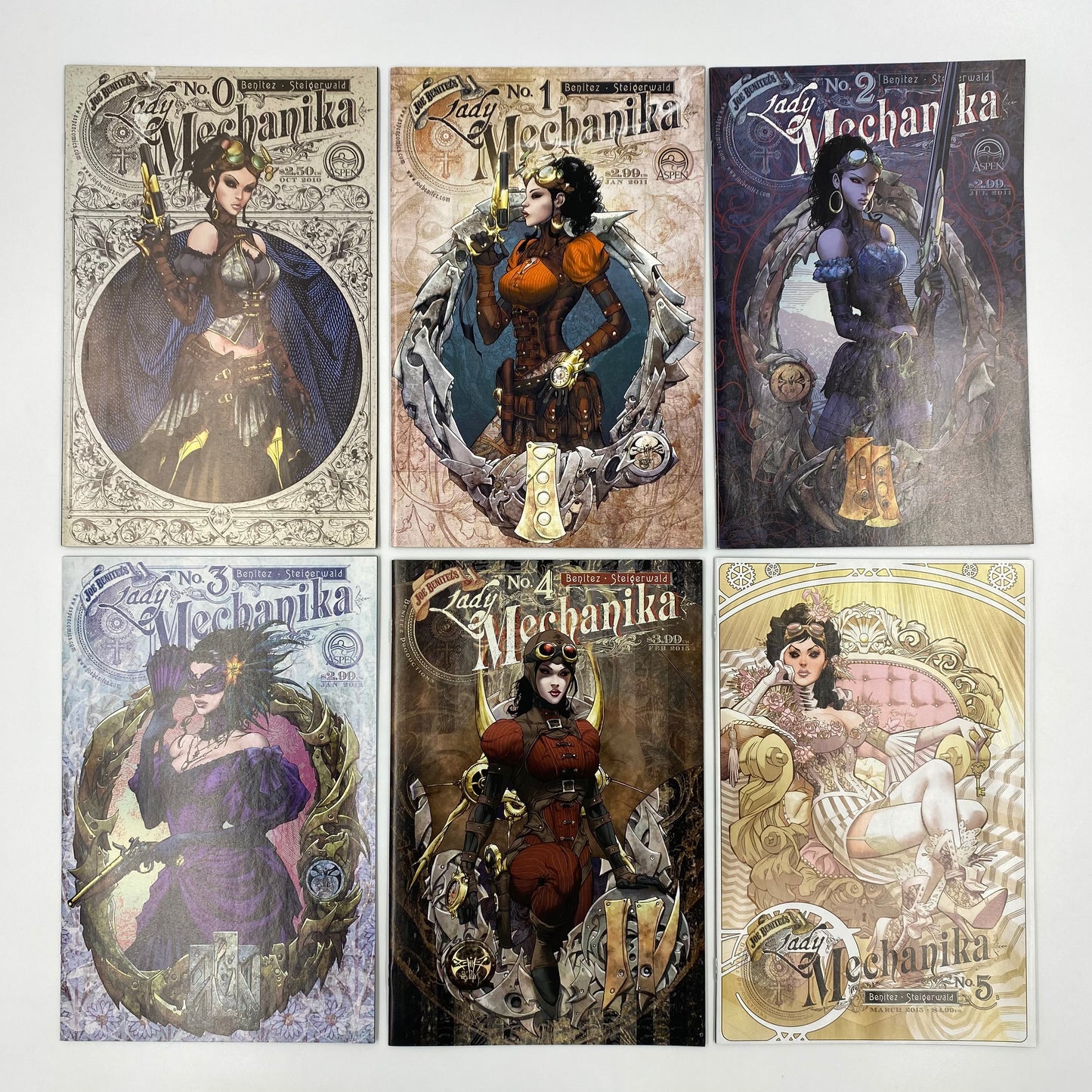 Lady Mechanika #0-5 (2010-2015) Aspen/Joe Benitez Productions (FN, VF, FN+, VF, VF+, VF-)