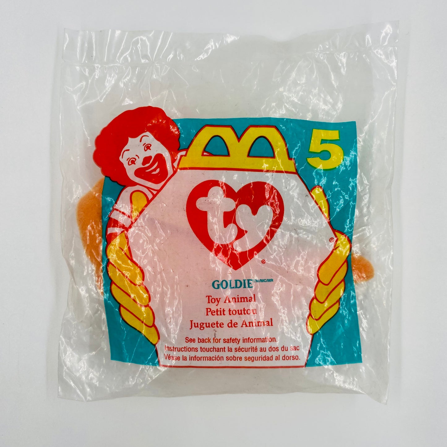 Teenie Beanie Babies Goldie the Goldfish McDonald's Happy Meal bean bag plush toy animal (1997) bagged