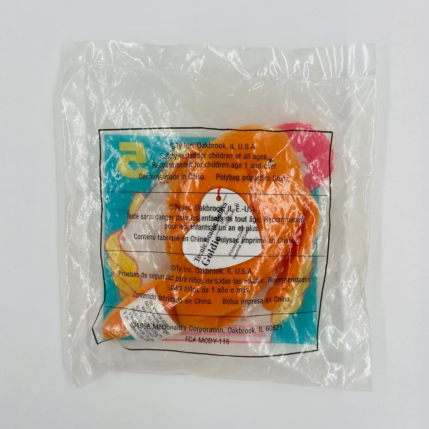 Teenie Beanie Babies Goldie the Goldfish McDonald's Happy Meal bean bag plush toy animal (1997) bagged