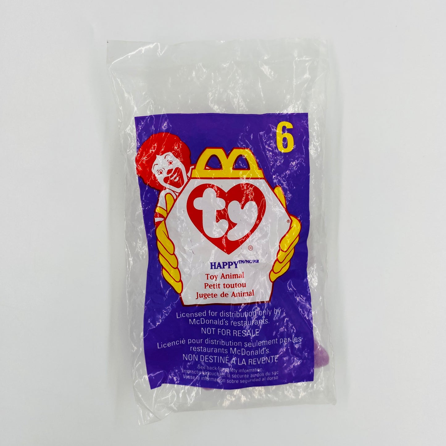 Teenie Beanie Babies Happy the Hippo McDonald's Happy Meal bean bag plush toy animal (1998) bagged