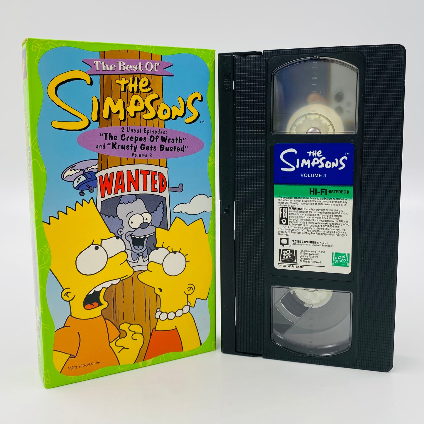 The Best of the Simpsons volumes 1, 2 and 3 VHS tape box set (1997) 20th Century Fox Home Entertainment