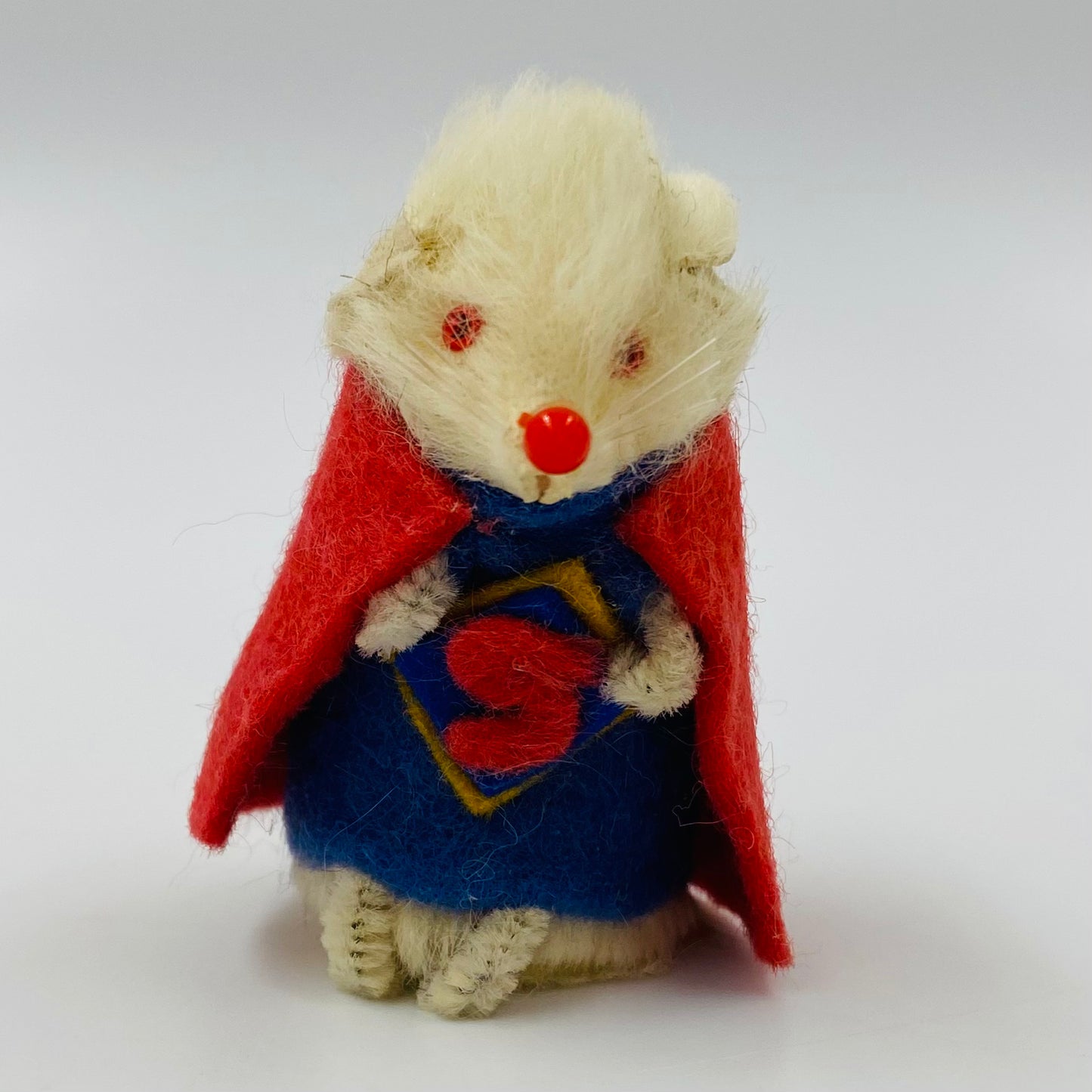 Original Fur Animals W Germany 2” Mouse in CUSTOM Superman costume (1990’s)