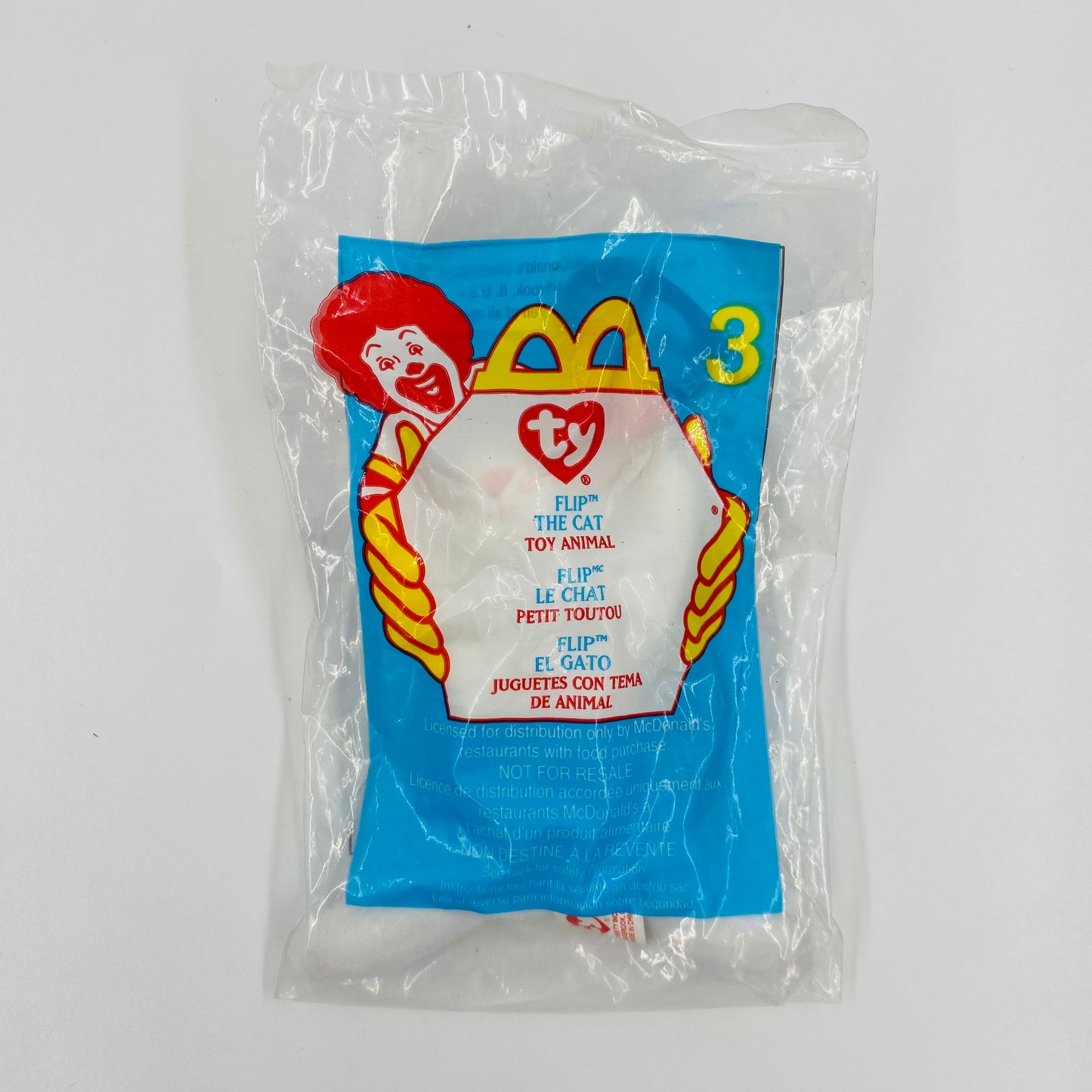 Teenie Beanie Babies Flip the Cat McDonald's Happy Meal bean bag plush toy animal (2000) bagged