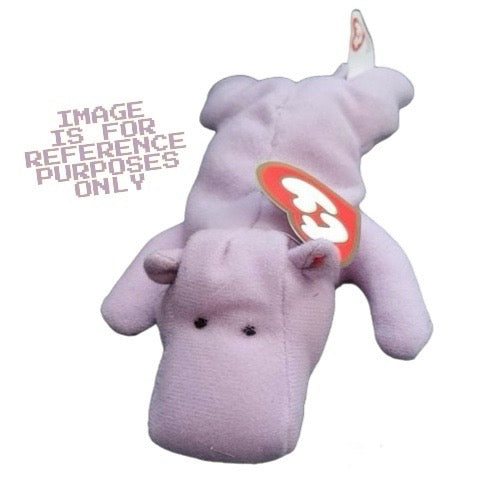 Teenie Beanie Babies Happy the Hippo McDonald's Happy Meal bean bag plush toy animal (1998) bagged