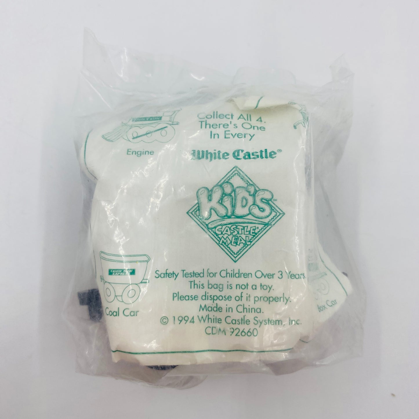 White Castle Train Set complete set of 4 White Castle Kid's Castle Meal toys (1994) bagged