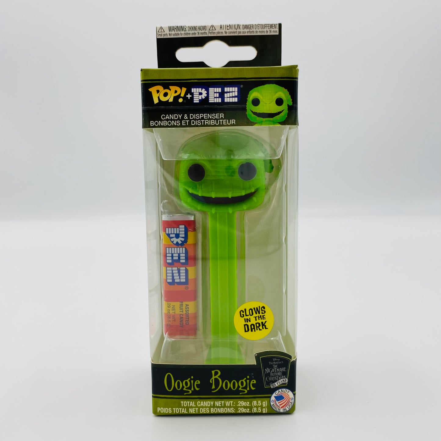 Nightmare Before Christmas Oogie Boogie glow in the dark Pop! + PEZ dispenser (2018) boxed