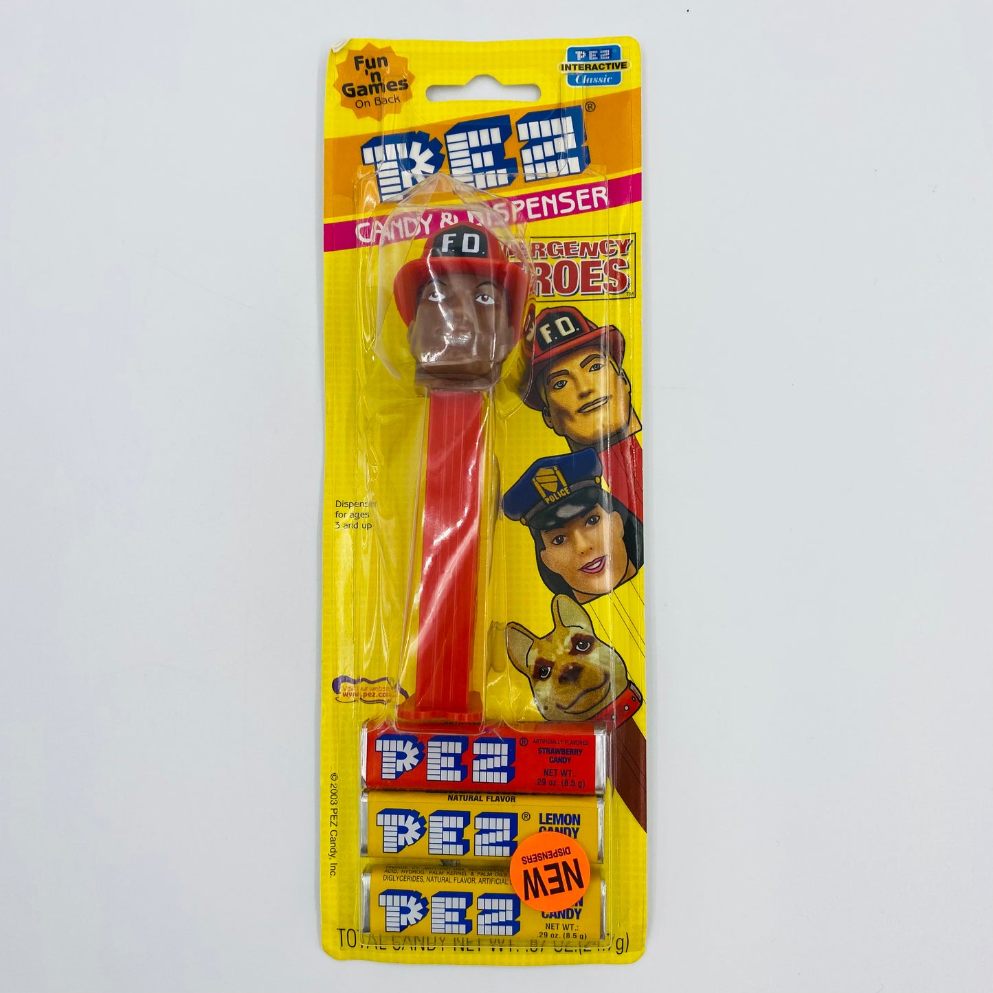 Emergency Heroes Frank the Fireman PEZ dispenser (2003) carded