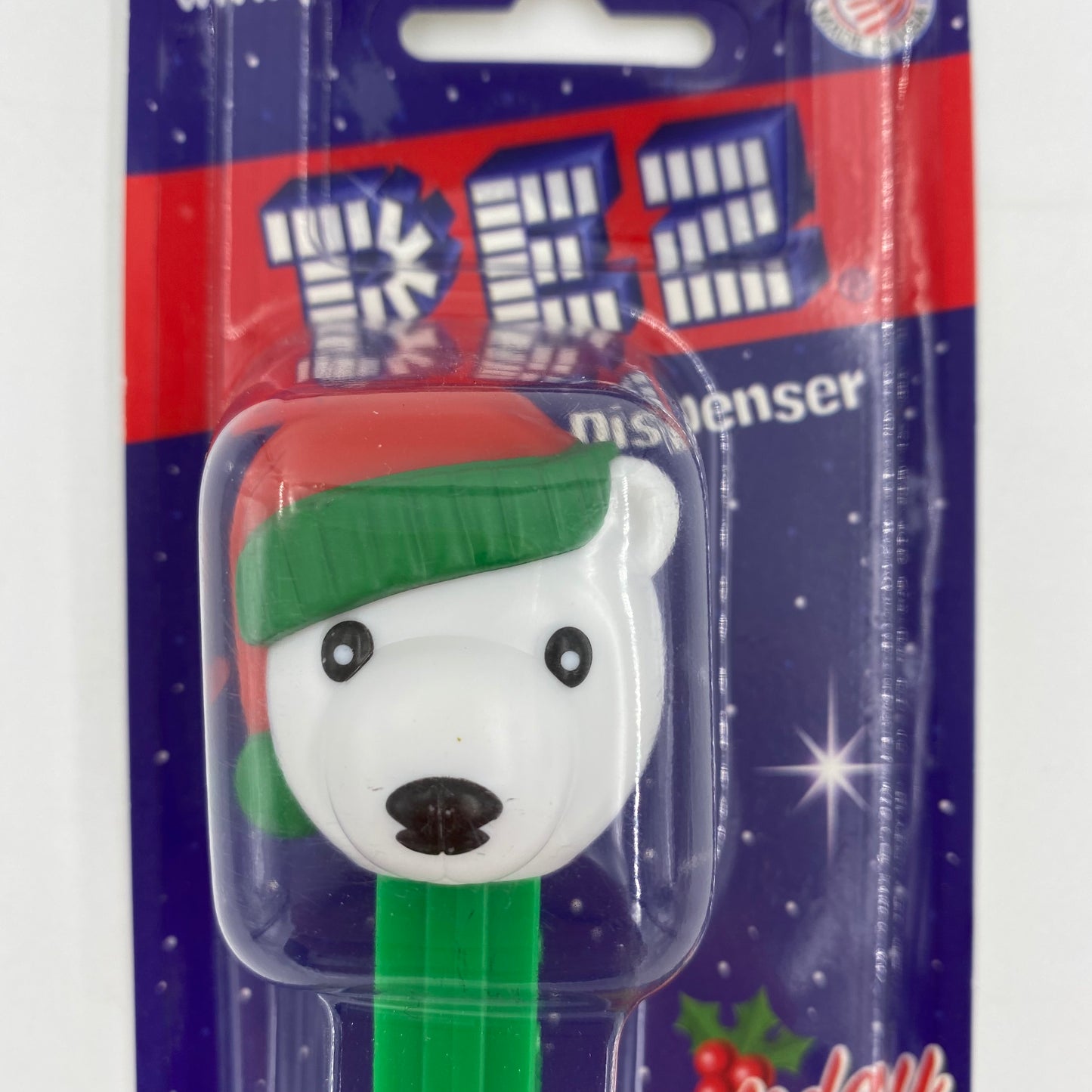 Christmas Winter Polar Bear with winter hat PEZ dispenser (2009) carded