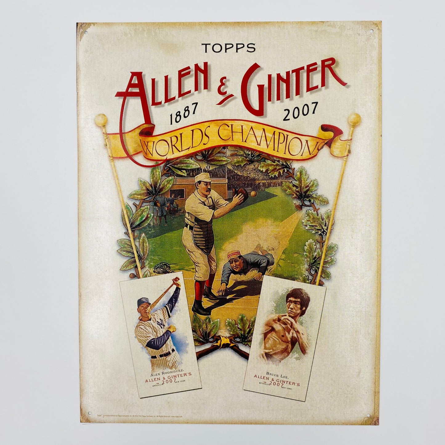 Topps Allen & Ginter Bruce Lee & Alex Rodriguez tin sign (2007)