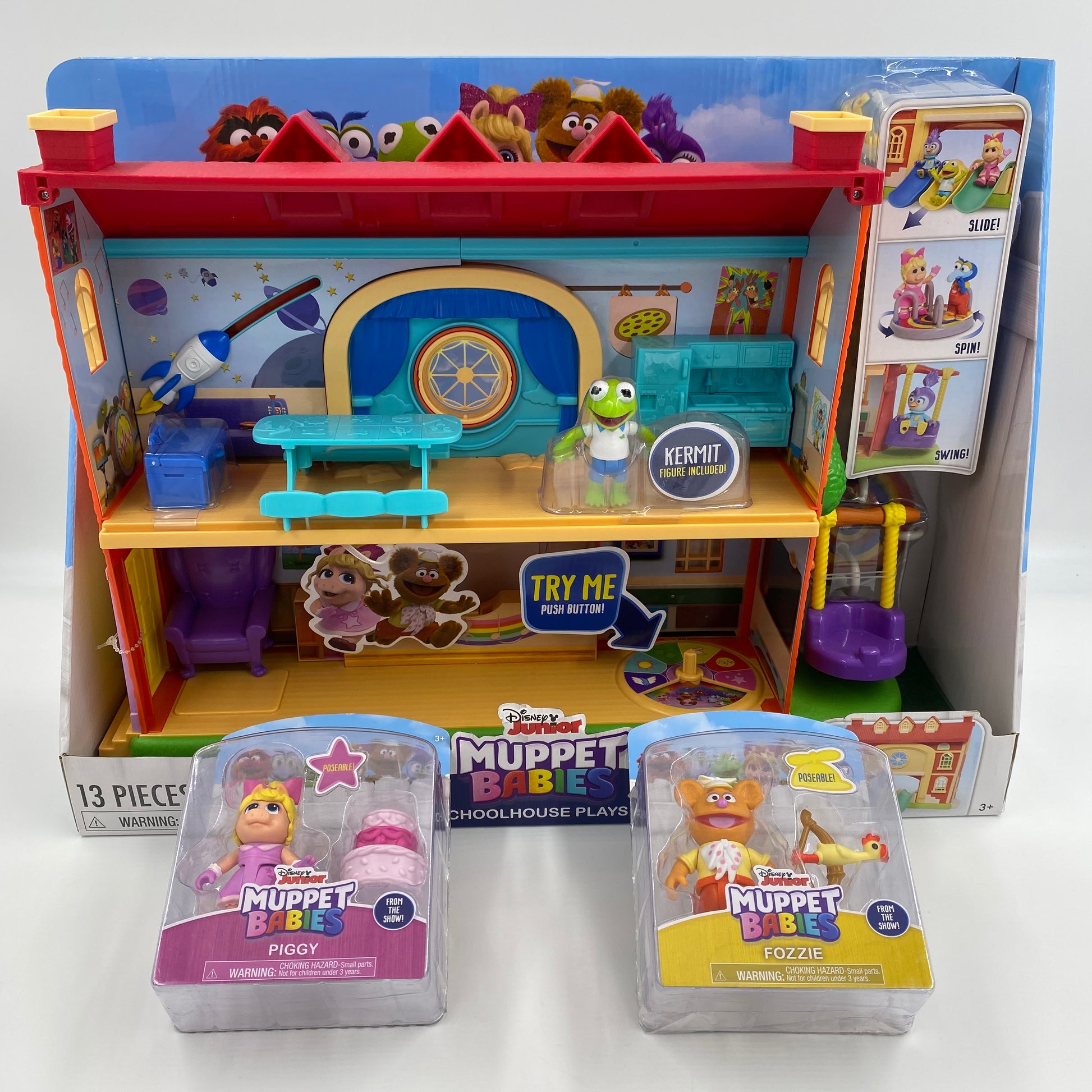 Muppet Babies Schoolhouse Playset w Kermit Piggy Fozzie action figu Mom and Pop Culture Collectibles