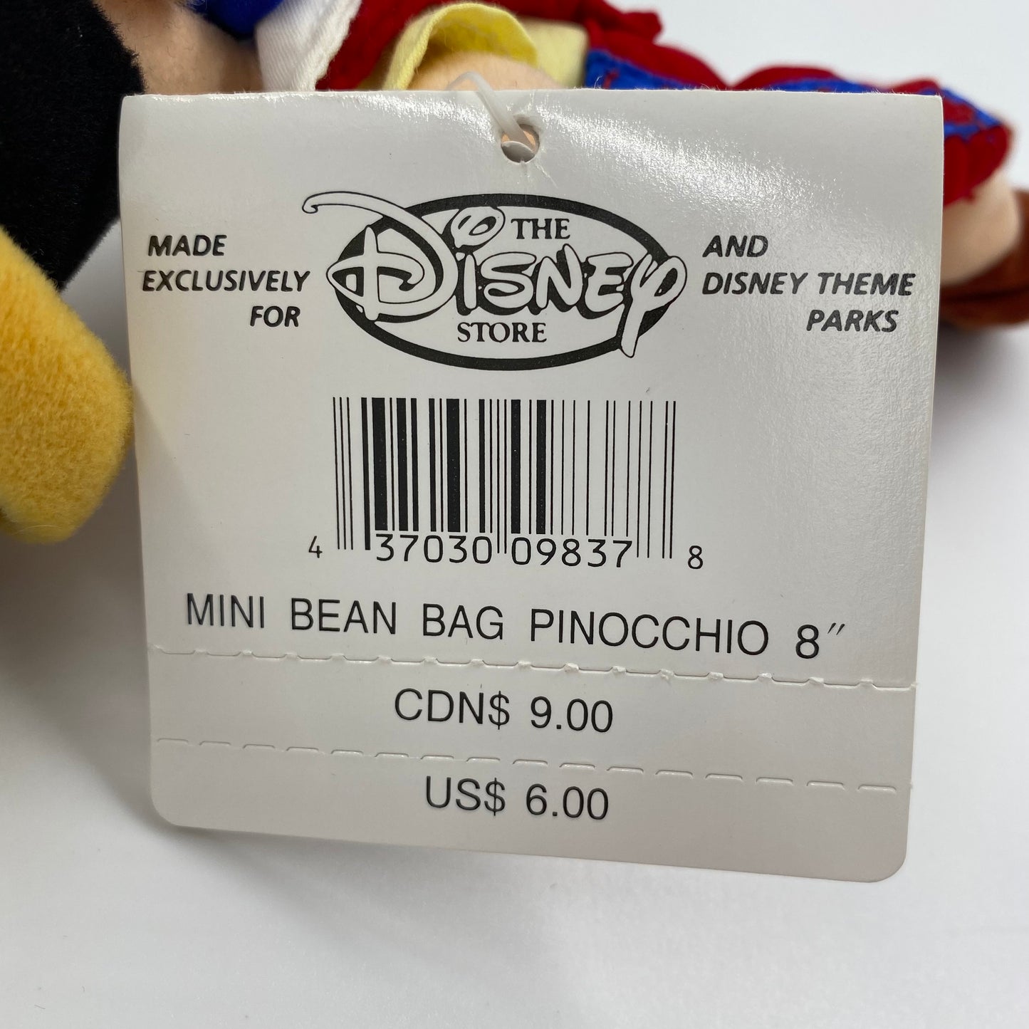 The Disney Store Pinocchio mini bean bag plush