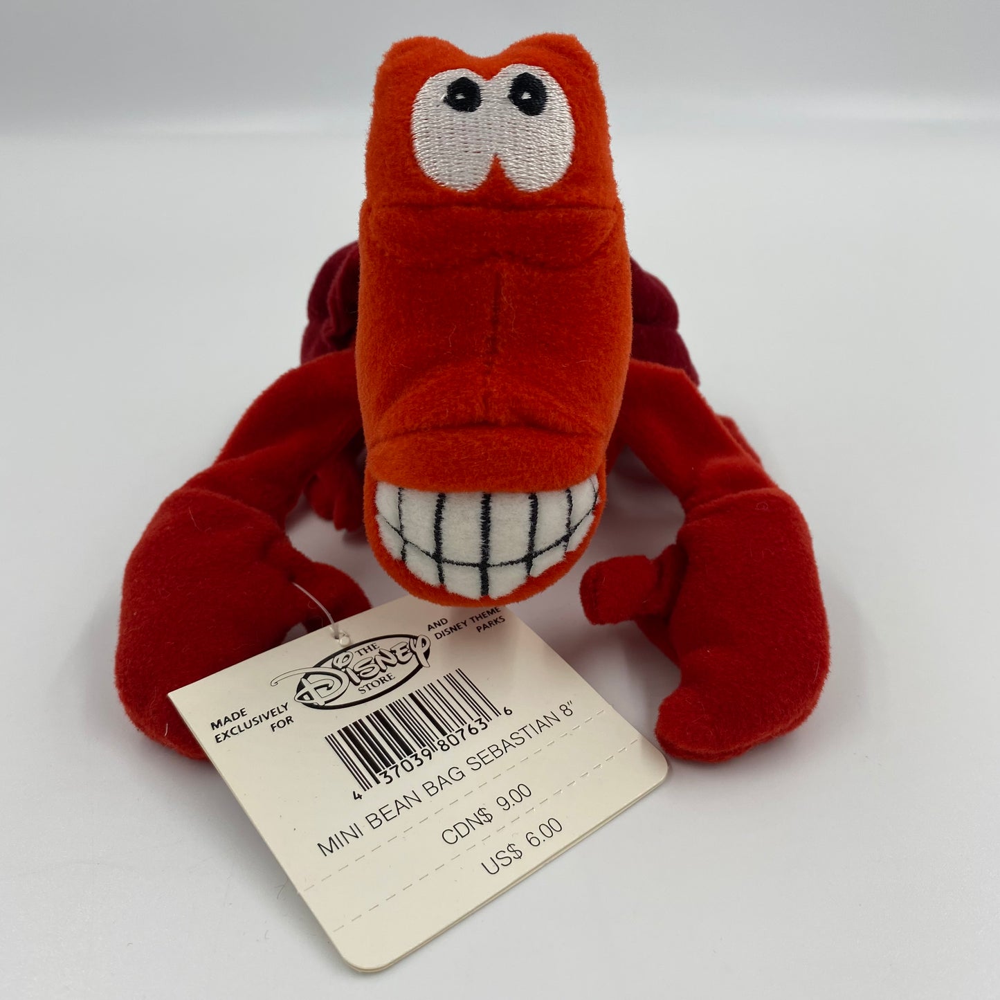 The Disney Store Little Mermaid Sebastian mini bean bag plush