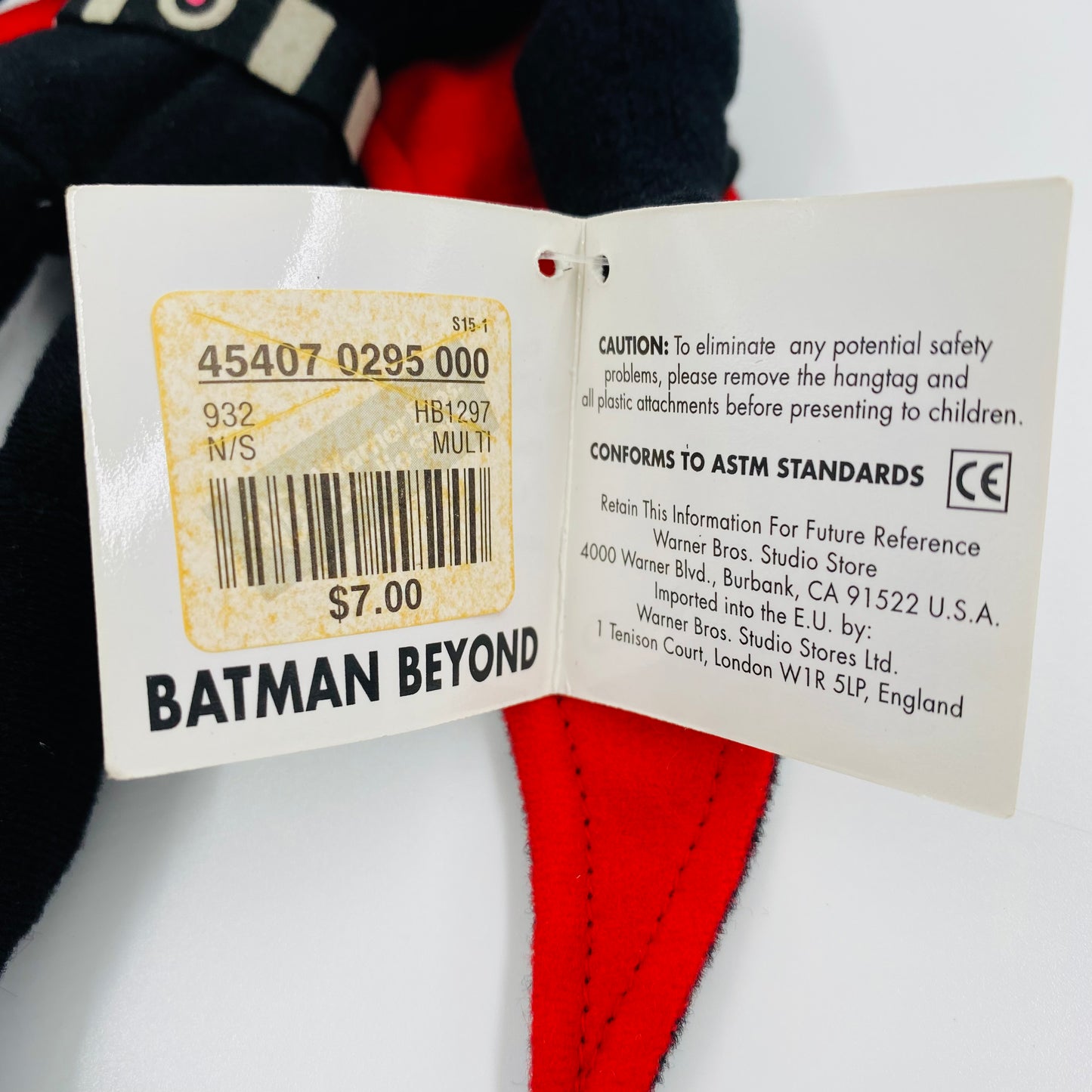 Warner Bros. Studio Store Batman Beyond bean bag plush (1999) WB/DC