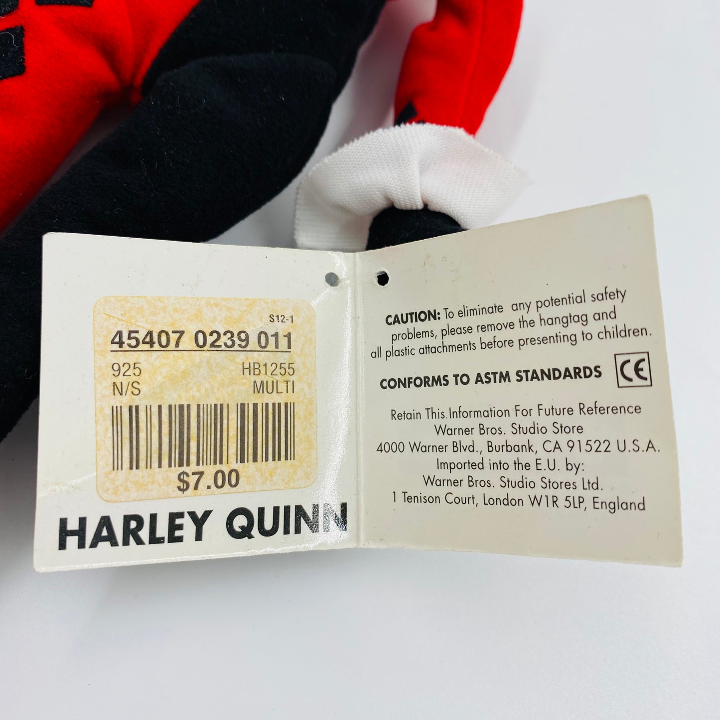 Warner Bros. Studio Store Harley Quinn bean bag plush (1999) WB/DC