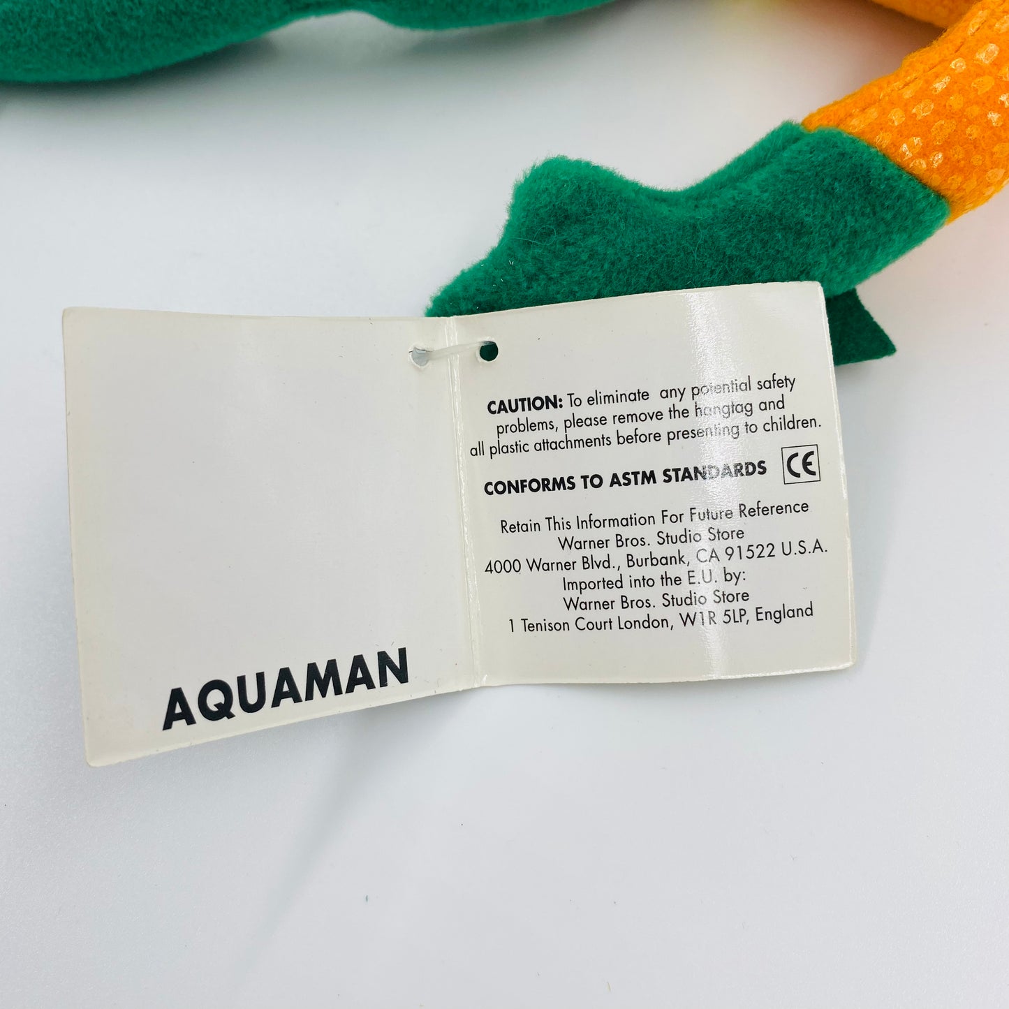 Warner Bros. Studio Store Aquaman bean bag plush (1998) WB/DC