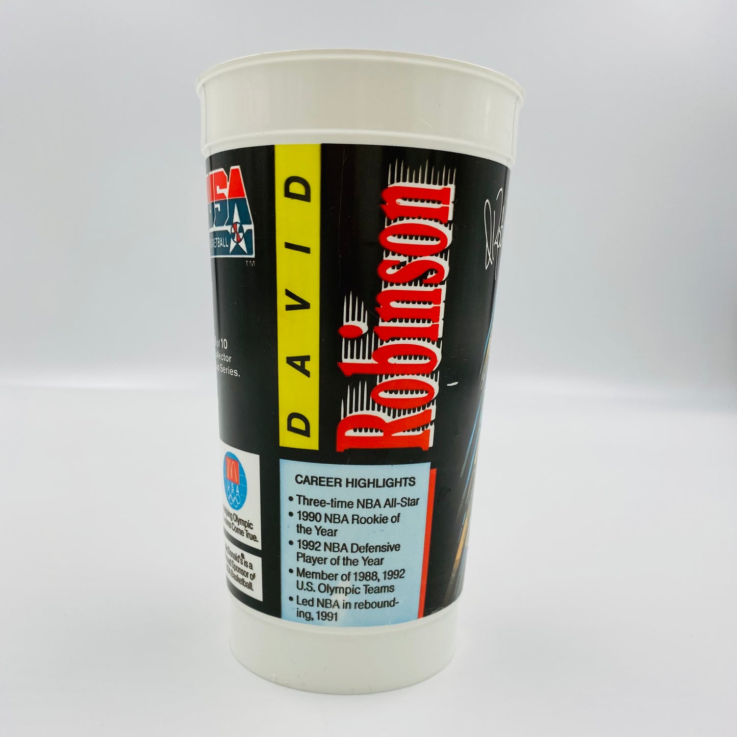 USA Basketball Dream Team David Robinson 32oz plastic cup (1992) McDonald's