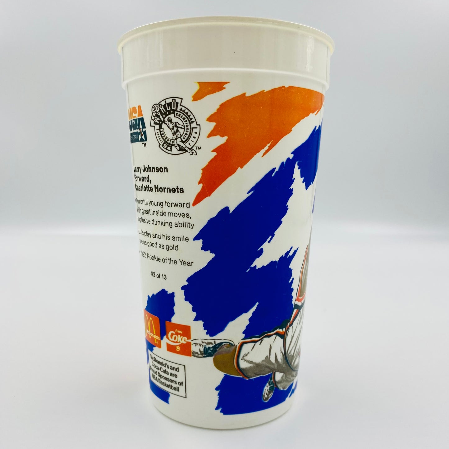 USA Basketball Dream Team II Larry Johnson 32oz plastic cup (1992) McDonald's