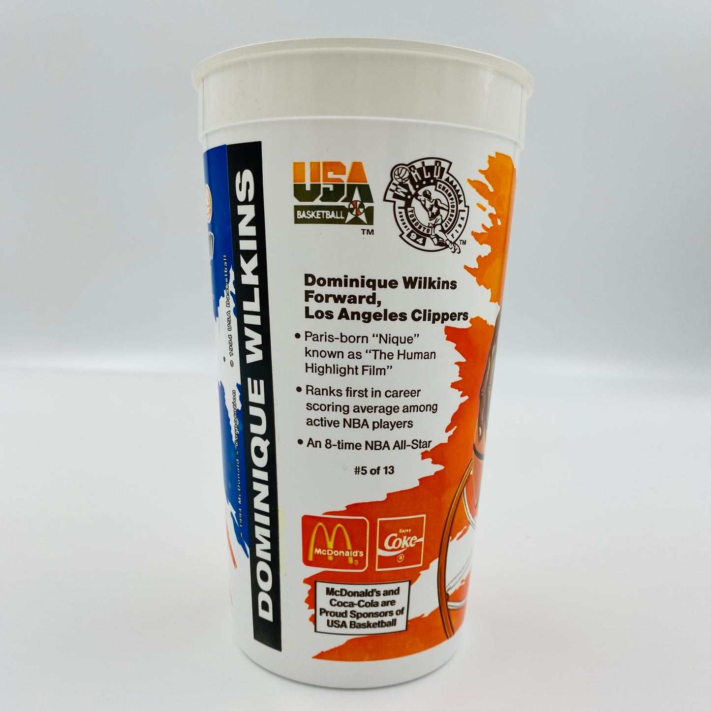 USA Basketball Dream Team II Dominique Wilkins 32oz plastic cup (1994) McDonald’s