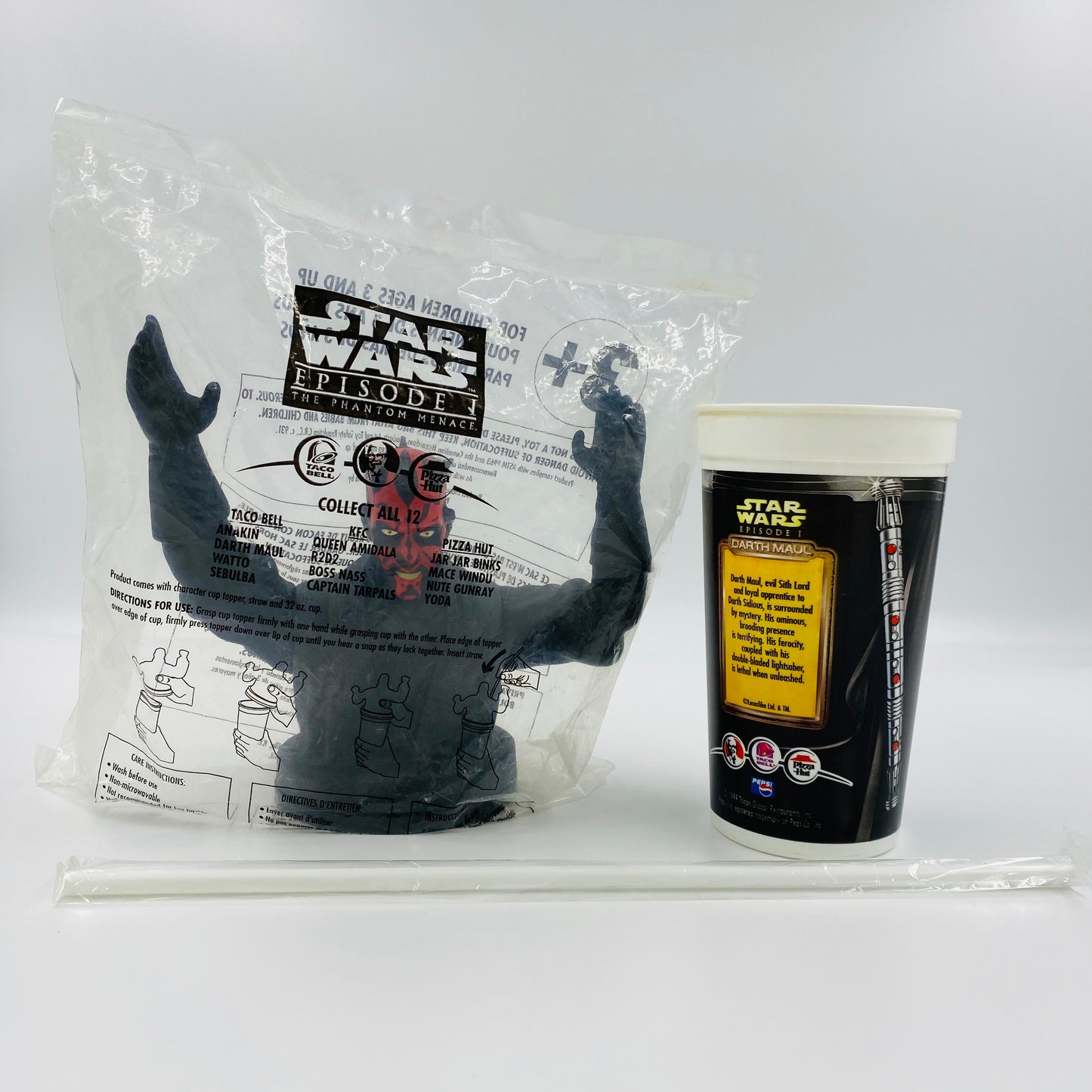 Star Wars Darth Maul 32oz plastic cup w/cup topper (1999)