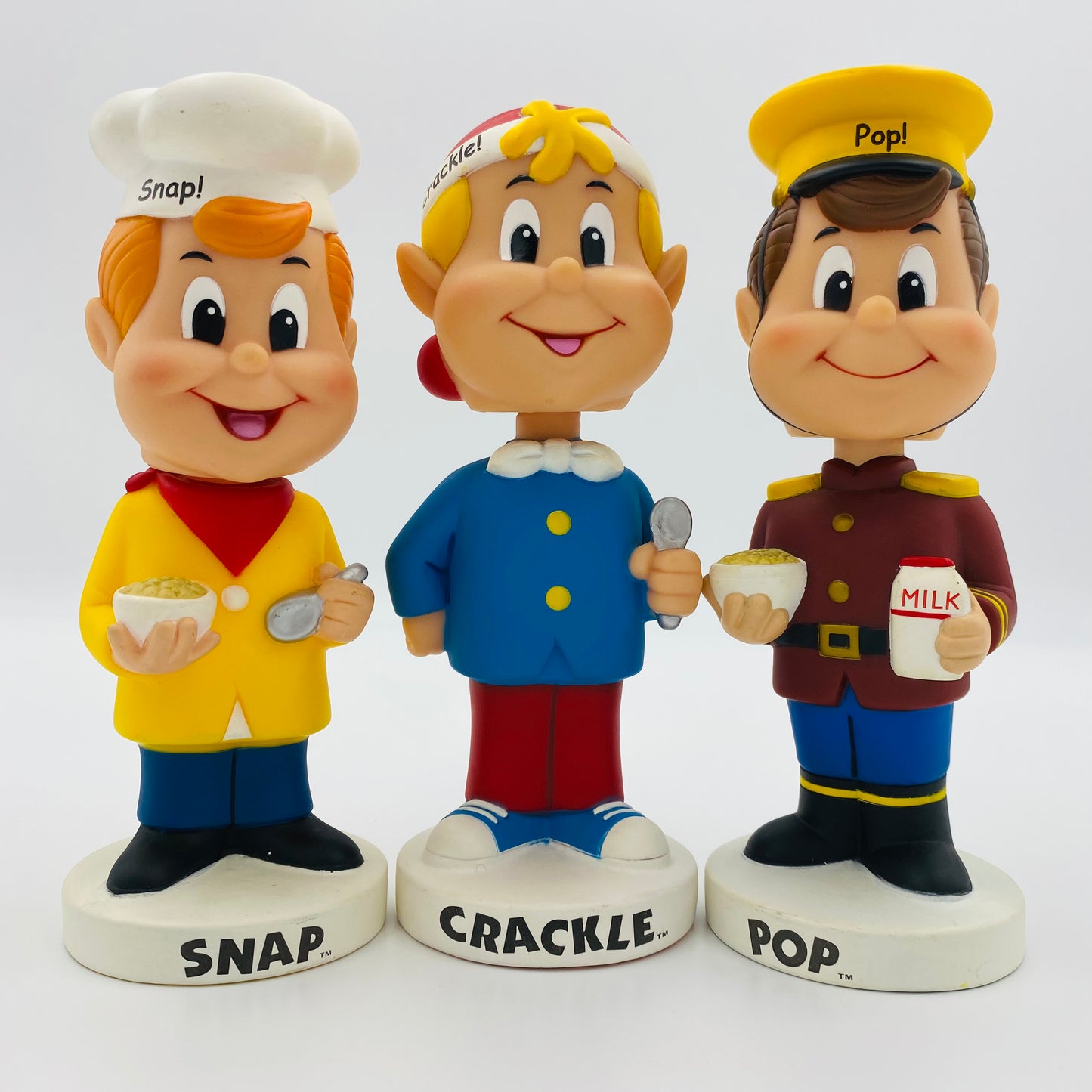 Wacky Wobblers Kellogg’s Rice Krispies Snap Crackle & Pop boxed 7" bobbleheads (2000) Funko