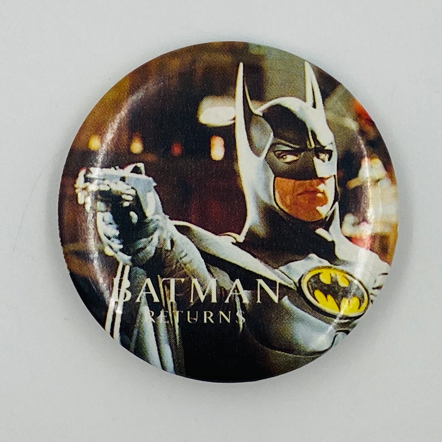 Batman Returns Grappling Gun pinback button (1992)