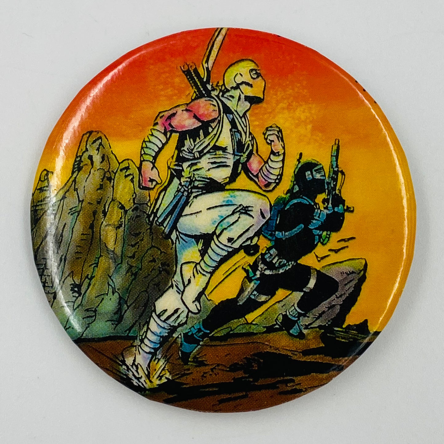 G.I. Joe Storm Shadow & Snake Eyes Desert Dash pinback button (1987) Hasbro