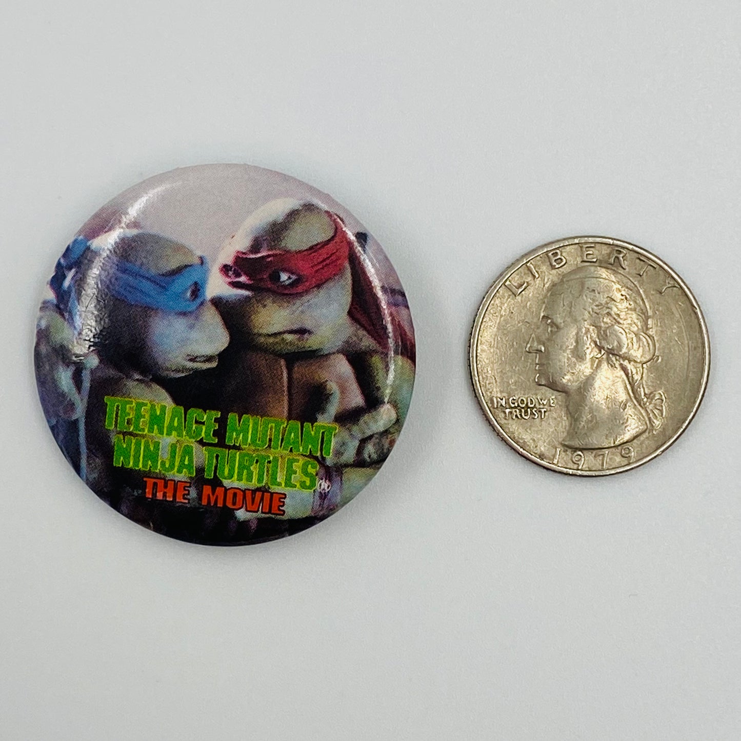 Teenage Mutant Ninja Turtles The Movie Leo & Raph pinback button (1990)