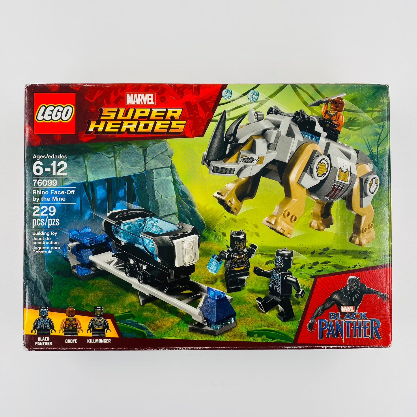 LEGO Marvel Super Heroes Black Panther Rhino Face-off by the Mine boxed set (2018) 76099