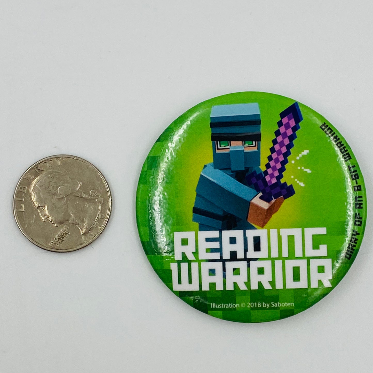 Minecraft Reading Warrior pinback button (2018)